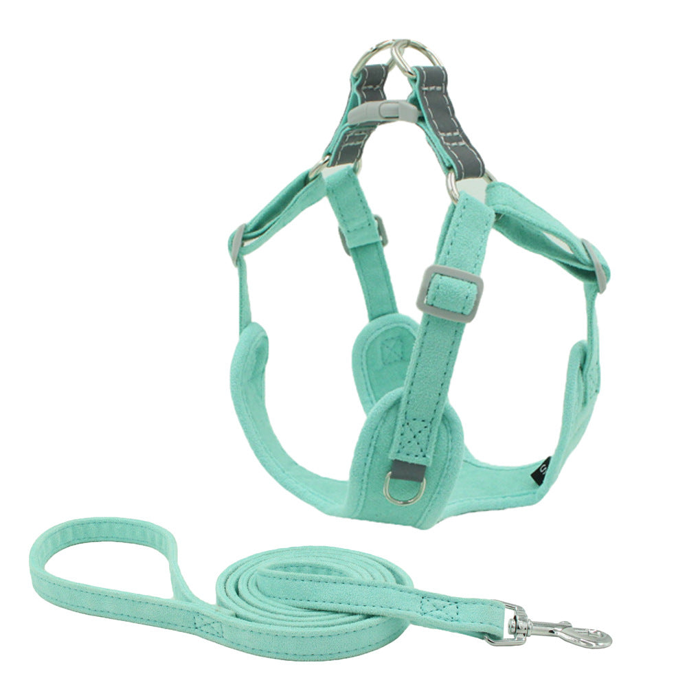 Chic Suede Dog Harness & Leash