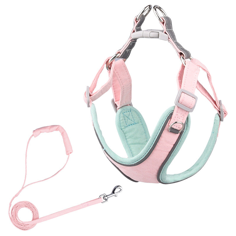 Chic Suede Dog Harness & Leash