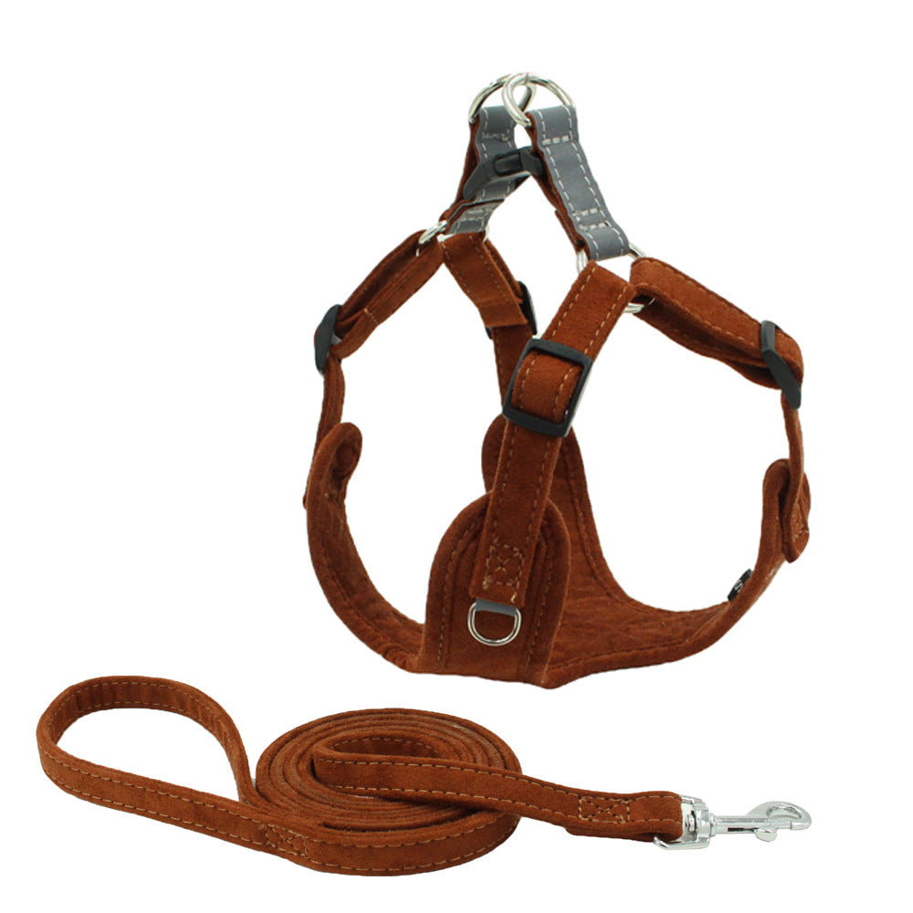 Chic Suede Dog Harness & Leash