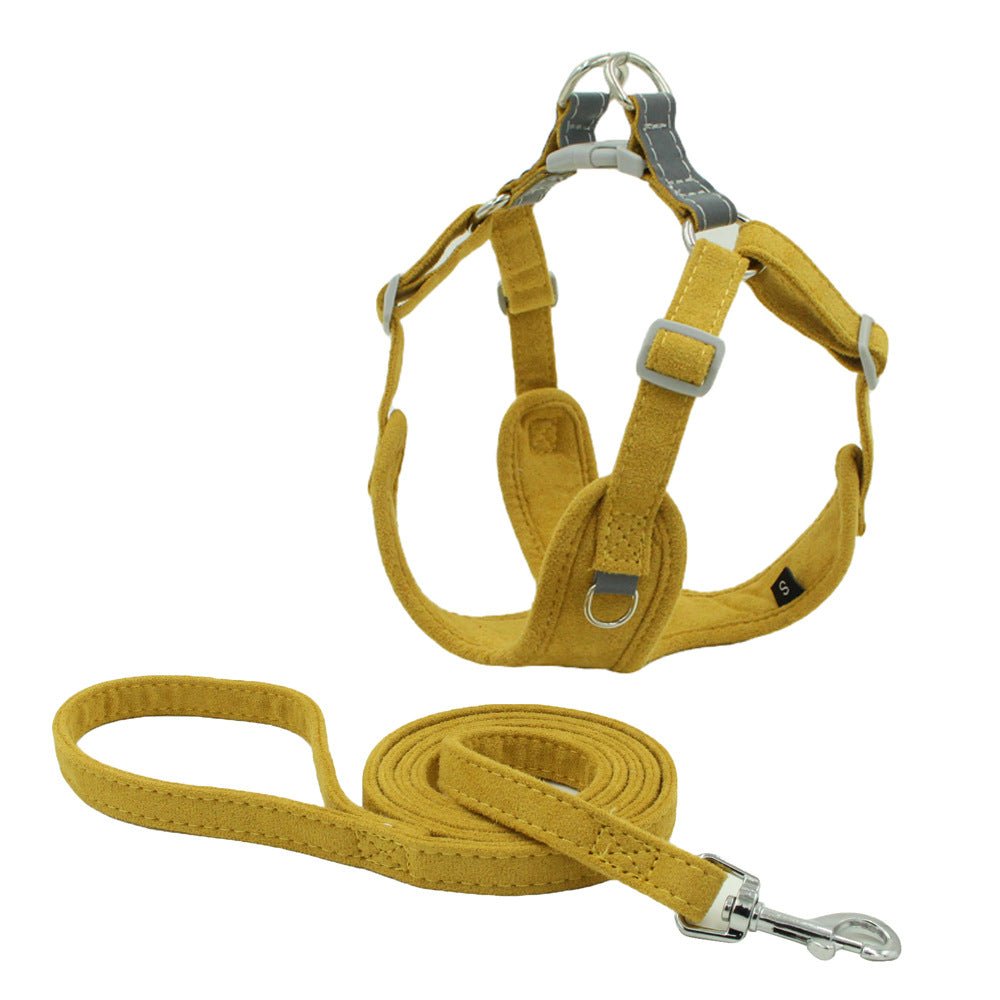 Chic Suede Dog Harness & Leash