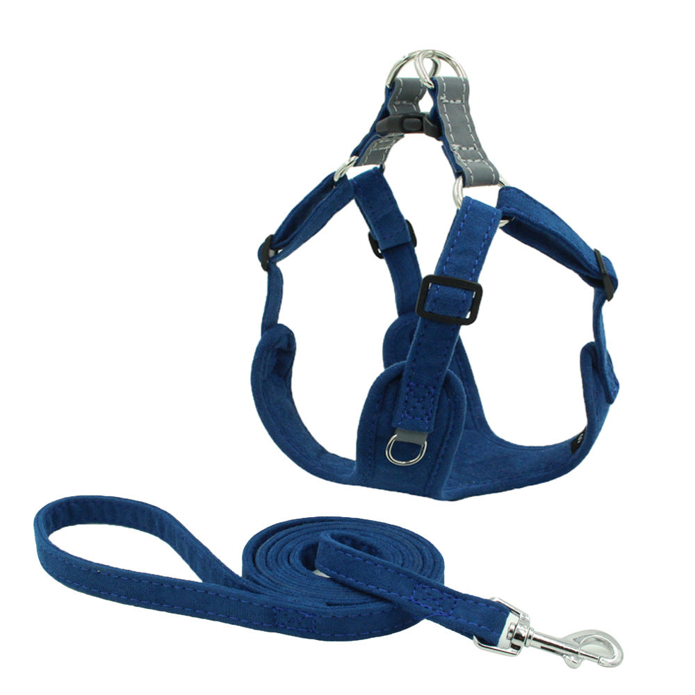 Chic Suede Dog Harness & Leash