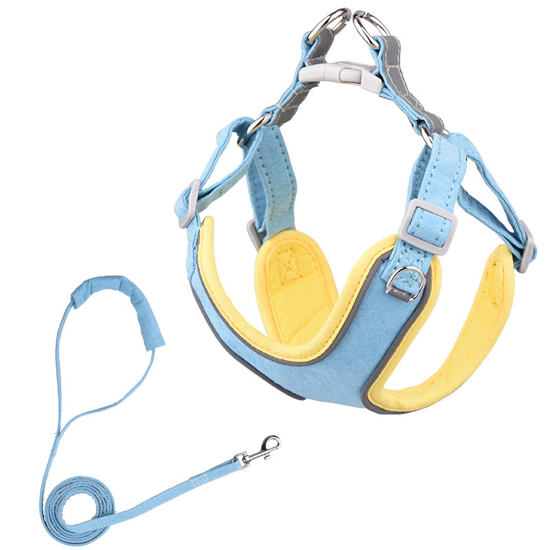Chic Suede Dog Harness & Leash