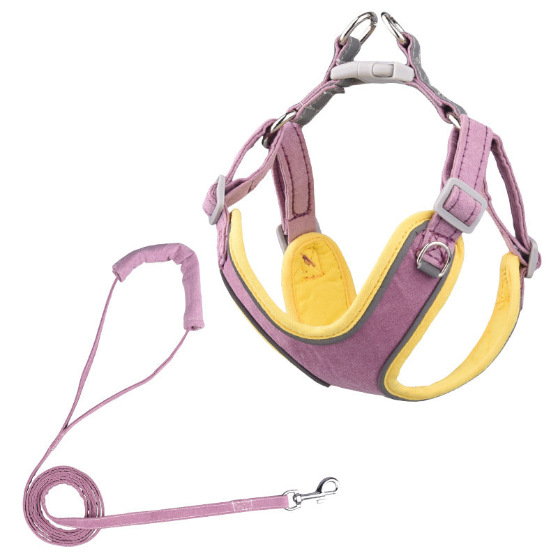 Chic Suede Dog Harness & Leash