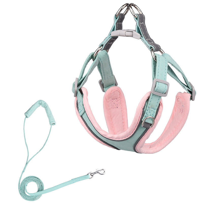 Chic Suede Dog Harness & Leash