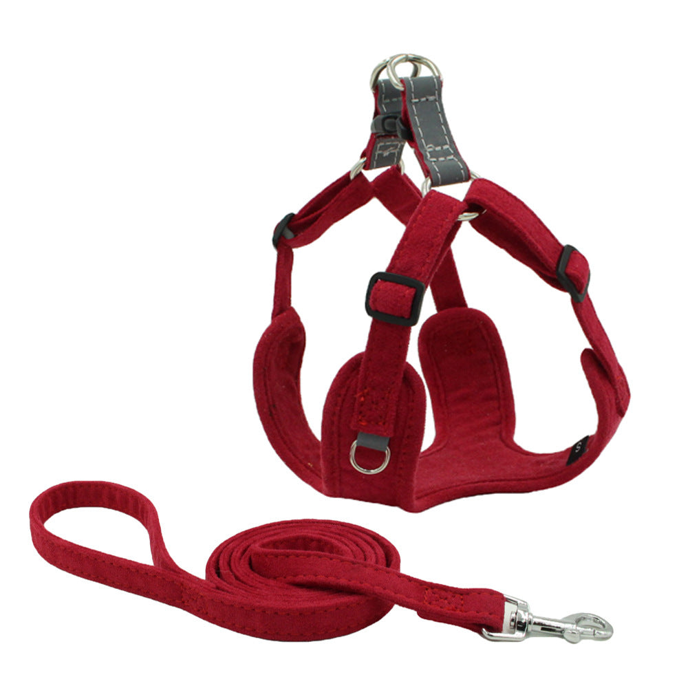 Chic Suede Dog Harness & Leash