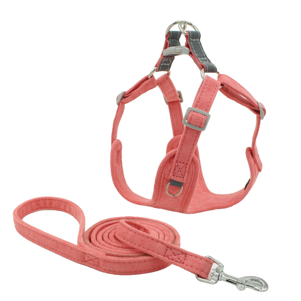 Chic Suede Dog Harness & Leash